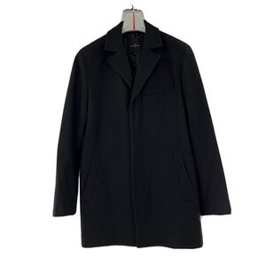 Cole Haan Men's Wool Blend Single Breasted Classic Coat Black Size Small